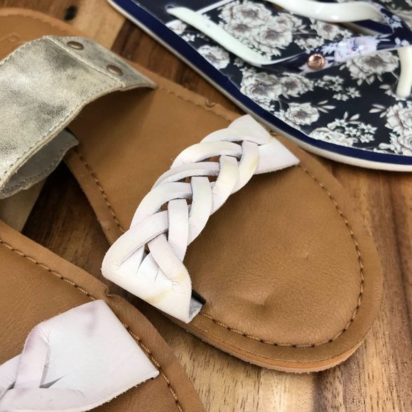 Roxy Black White Pink Multicolor Flip Flops Slip On Sandals - 2 Pack - Womens 6 - Picture 5 of 9